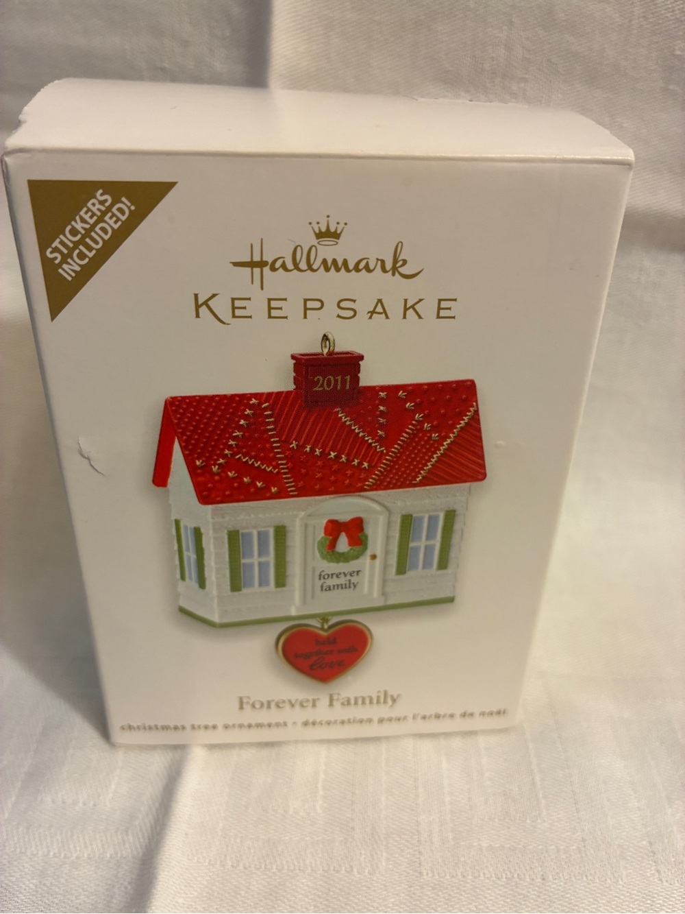 Hallmark Keepsake 'Forever Family' Red & White House Ornament vintage 2011